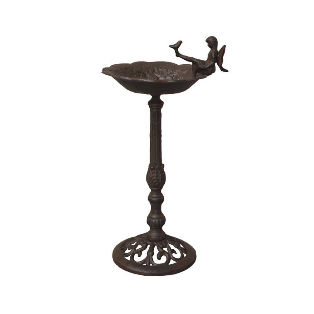 Mangeoire à oiseaux sur pied abreuvoir elfe jardin fonte marron 53cm Chemin de campagne - Imagen 1