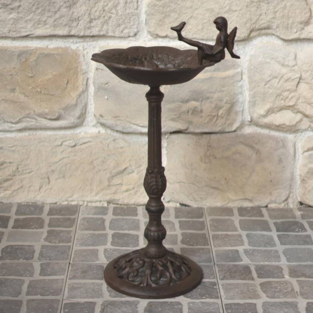 Mangeoire à oiseaux sur pied abreuvoir elfe jardin fonte marron 53cm Chemin de campagne - Imagen 5