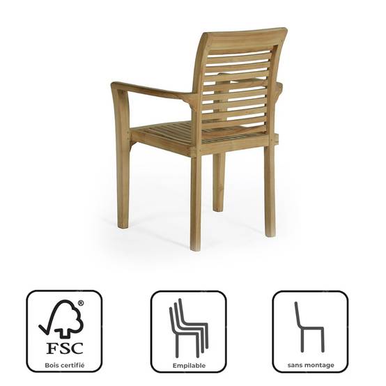 Fauteuil de jardin en teck massif Samoa - TECK'Attitude - Imagen 8