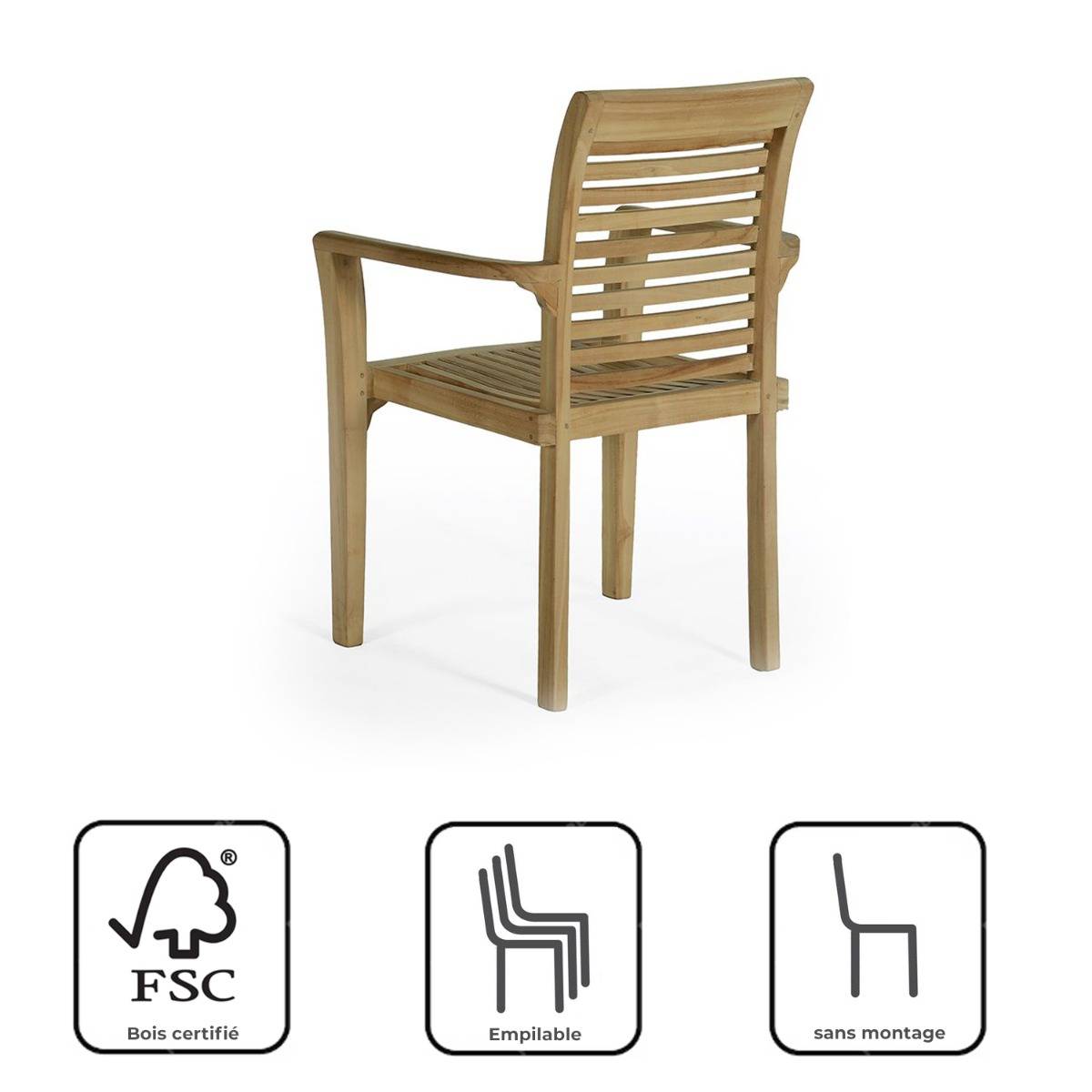 Fauteuil de jardin en teck massif Samoa - TECK'Attitude - Imagen 8