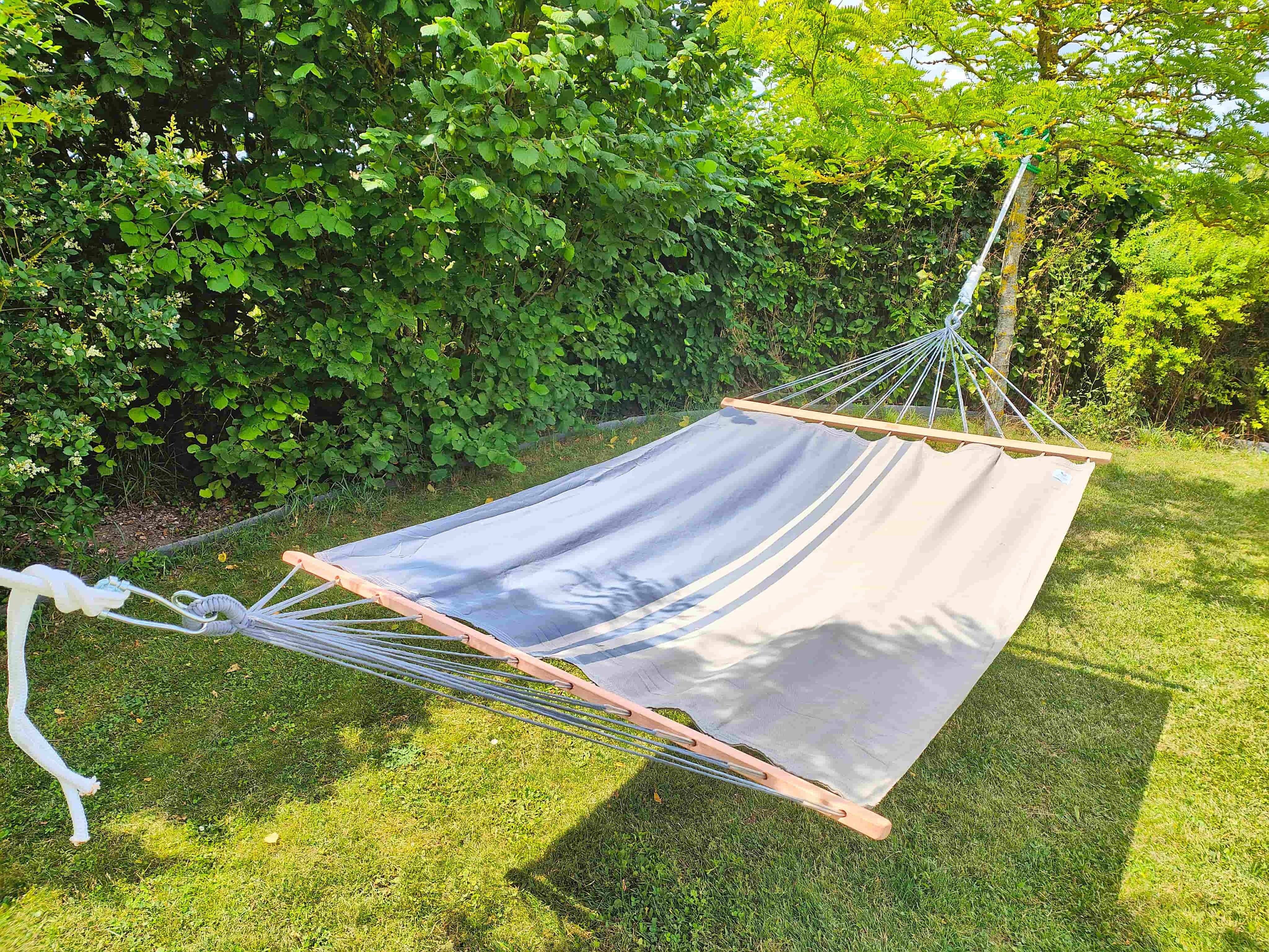 Jobek - Hamac KOUPLE 350x140 cm en Polypropylène Anthracite Taupe certifié FSC 100% JOBEK - Imagen 2