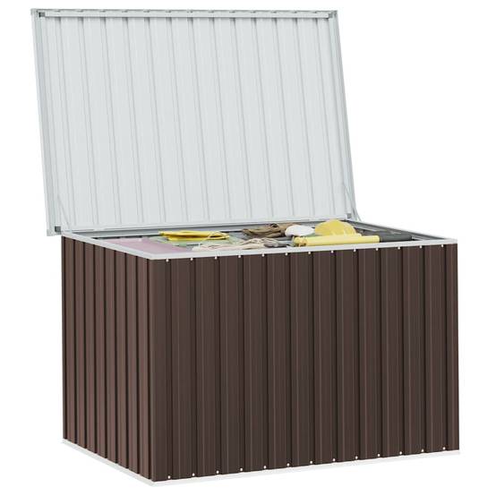 Grand Coffre de Jardin en Acier Galvanisé Durable pour Rangement Extérieur Marron 149x99x93 cm – ComfortXL Outdoor Living - Image 4