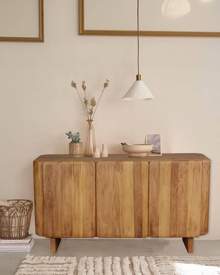 Cahya - Buffet bas en bois massif de teck recyclé 170 cm - UNIQKA - Imagen 2