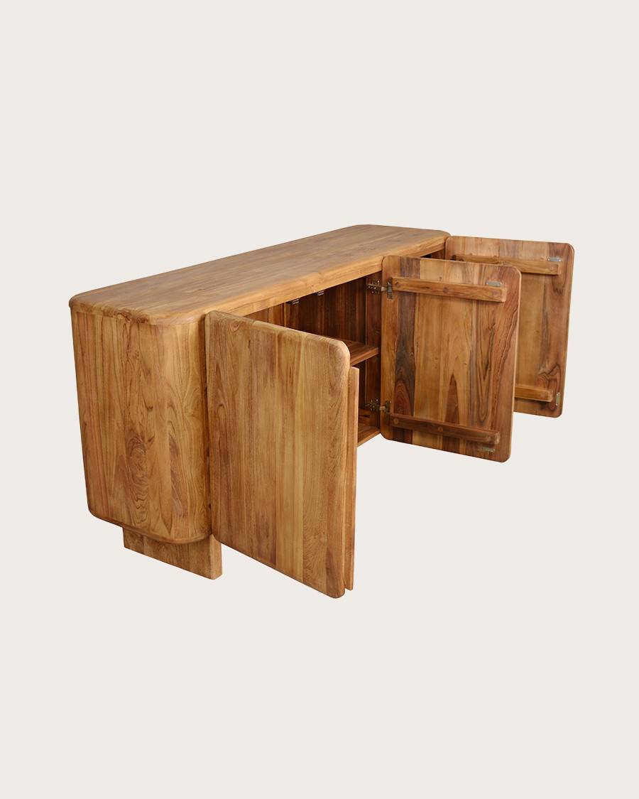 Cahya - Buffet bas en bois massif de teck recyclé 170 cm - UNIQKA - Imagen 4