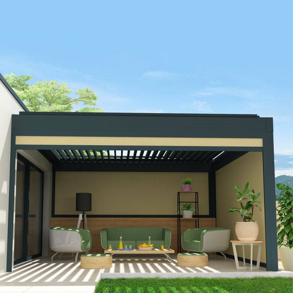 Intersun - Coffre à coulisses pour pergola SPINELLE 2,50x2,50 M (Motorisé à Télécommande - Gris Anthracite - Ecru) - INTERSUN - Imagen 1