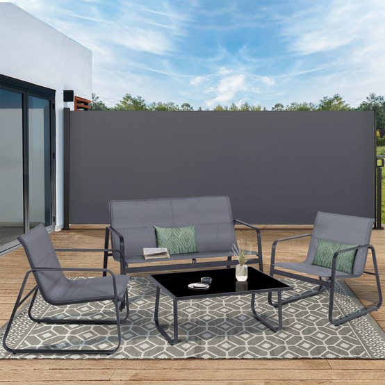Paravent extérieur rétractable 180 x 500 CM gris anthracite store latéral - Image 1