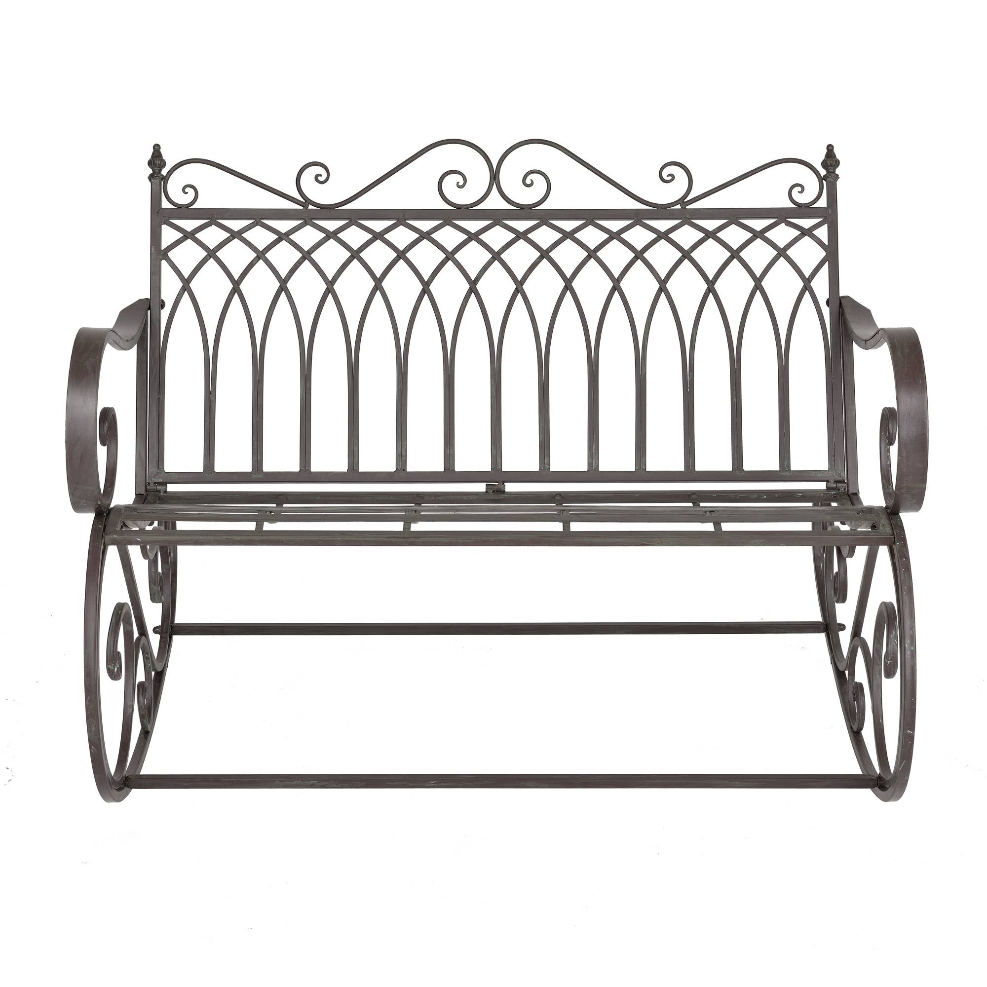 Banc à Bascule Greenough Vintage Métal Vert Foncé Patine Grise Claire [en.casa] - Imagen 1
