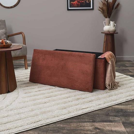 The Home Deco Factory - Coffre banc pliable en velours côtelé Scott - Image 2