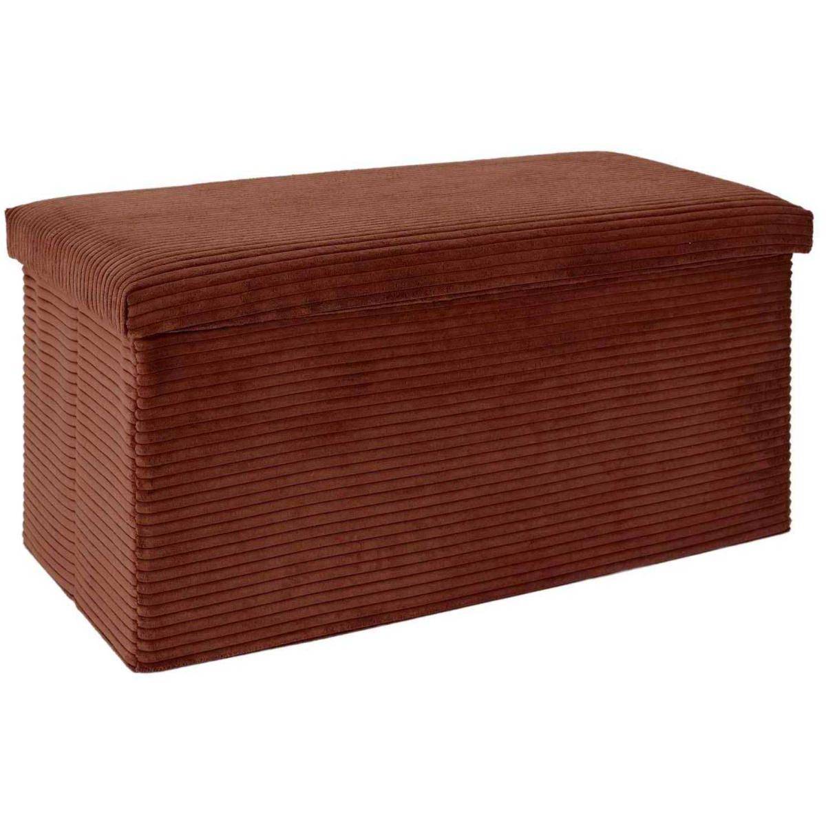 The Home Deco Factory - Coffre banc pliable en velours côtelé Scott - Image 1