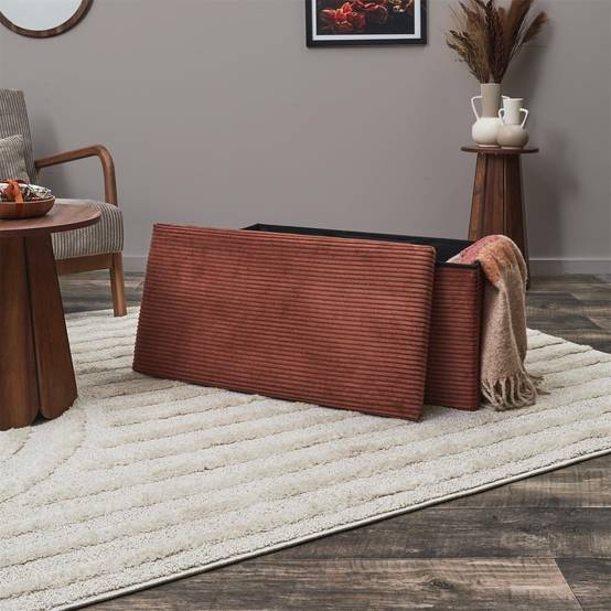 The Home Deco Factory - Coffre banc pliable en velours côtelé Scott - Image 7