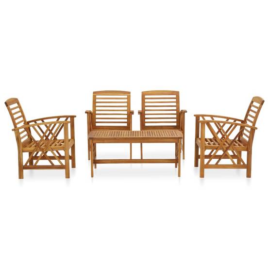 Salon de Jardin Bas en Bois d'Acacia Massif, 4 Fauteuils et Table Basse Style Vintage – ComfortXL Outdoor Living - Image 2