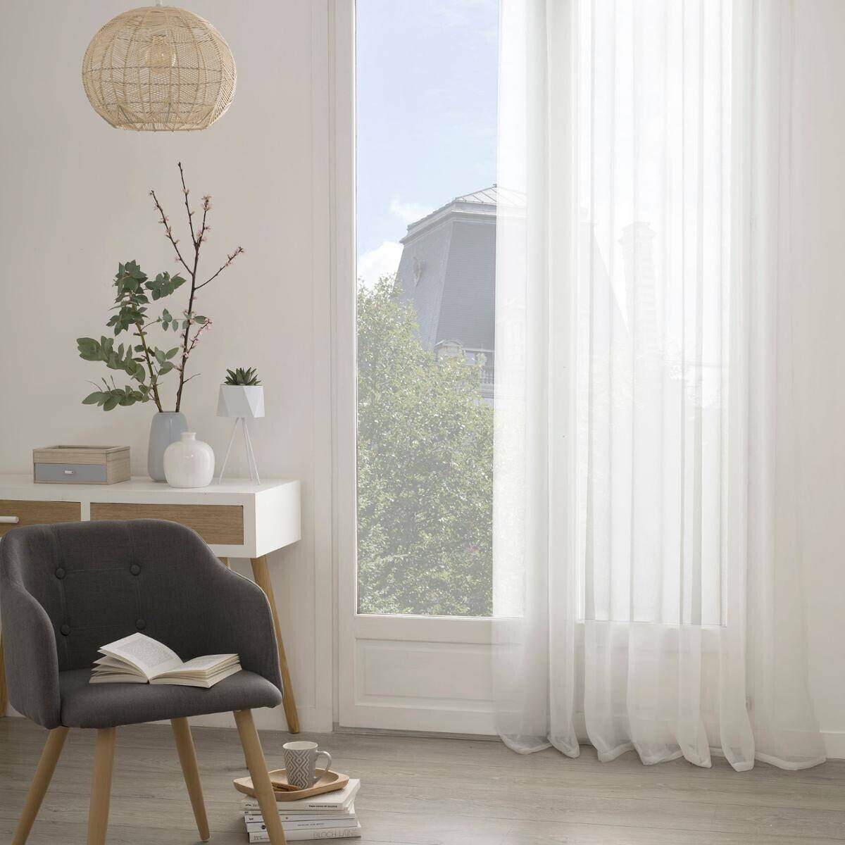 Atmosphera - Voilage "Georgette" blanc 140x240cm - Atmosphera Créateur d'intérieur - Imagen 1