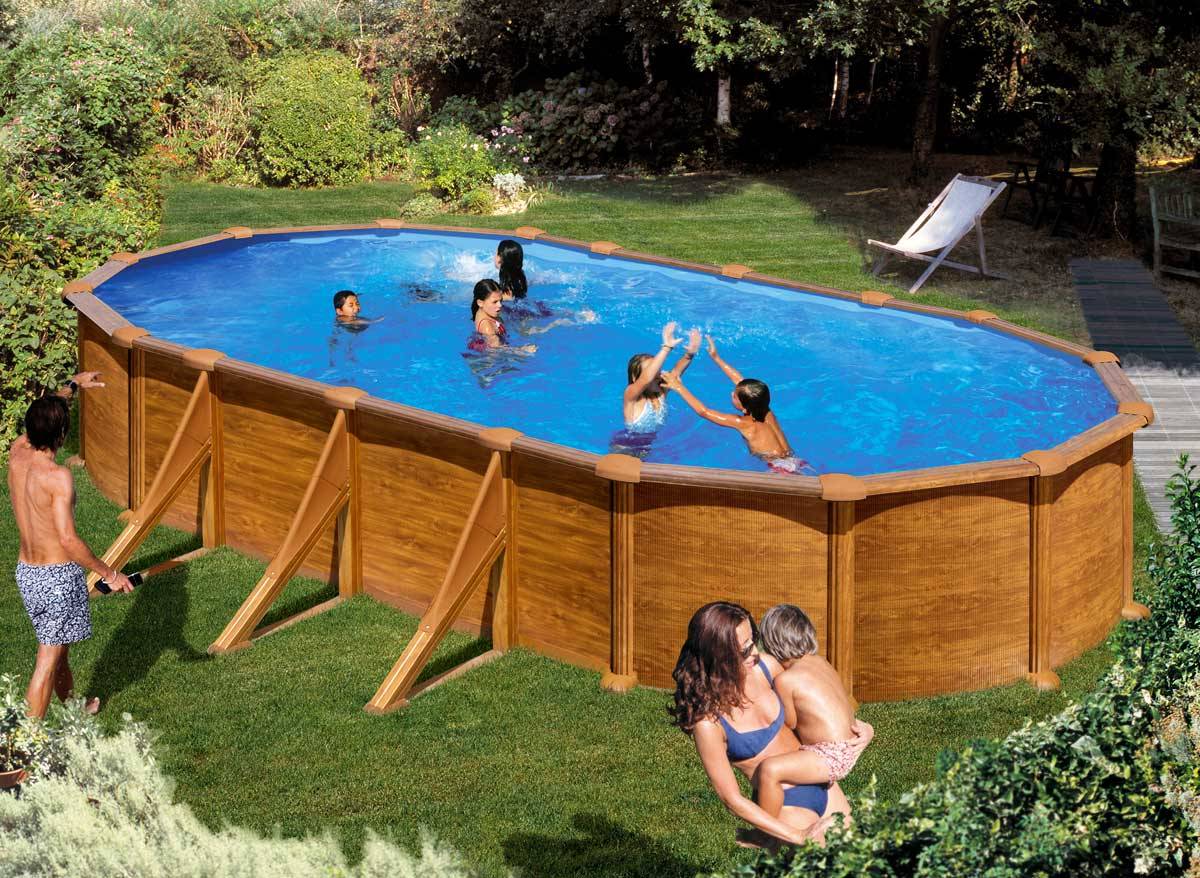 Gré - Piscine acier aspect bois Mauritius ovale 7,44 x 3,99 x 1,32 m - Gré - Image 2