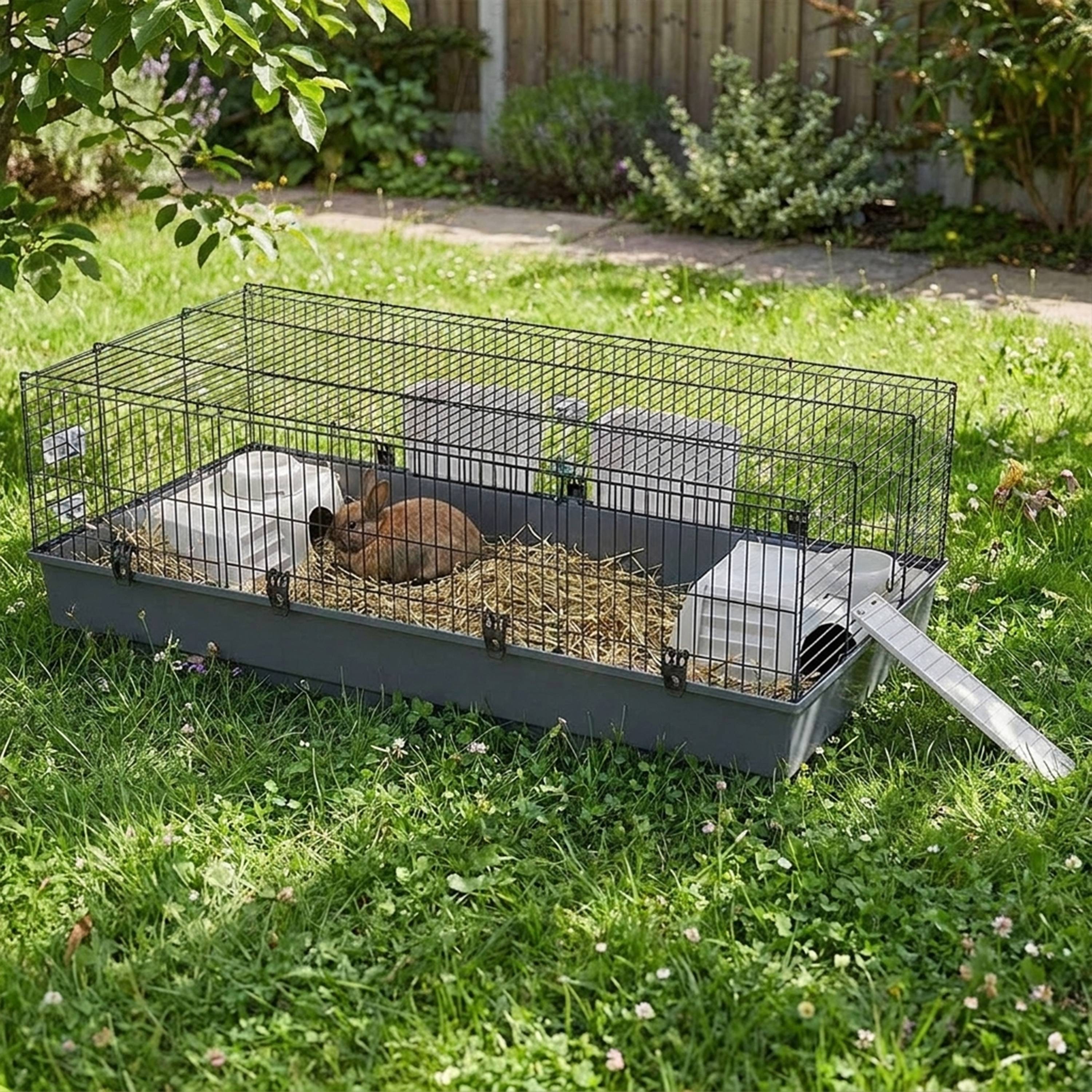Ferplast - FERPLAST Cage pour Rongeurs RABBIT 140 pour Lapins, Cochons d'Inde, Cochons d'Inde, en Métal, Accessoires inclus : Mangeoires, Abreuvoirs, Abreuvoirs, - Imagen 3