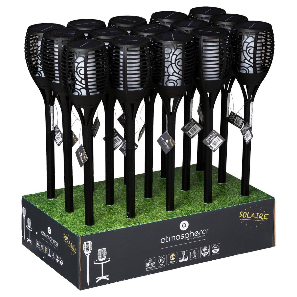 Atmosphera - Torche solaire "Lita" noir H78cm - Atmosphera Créateur d'intérieur - Imagen 2