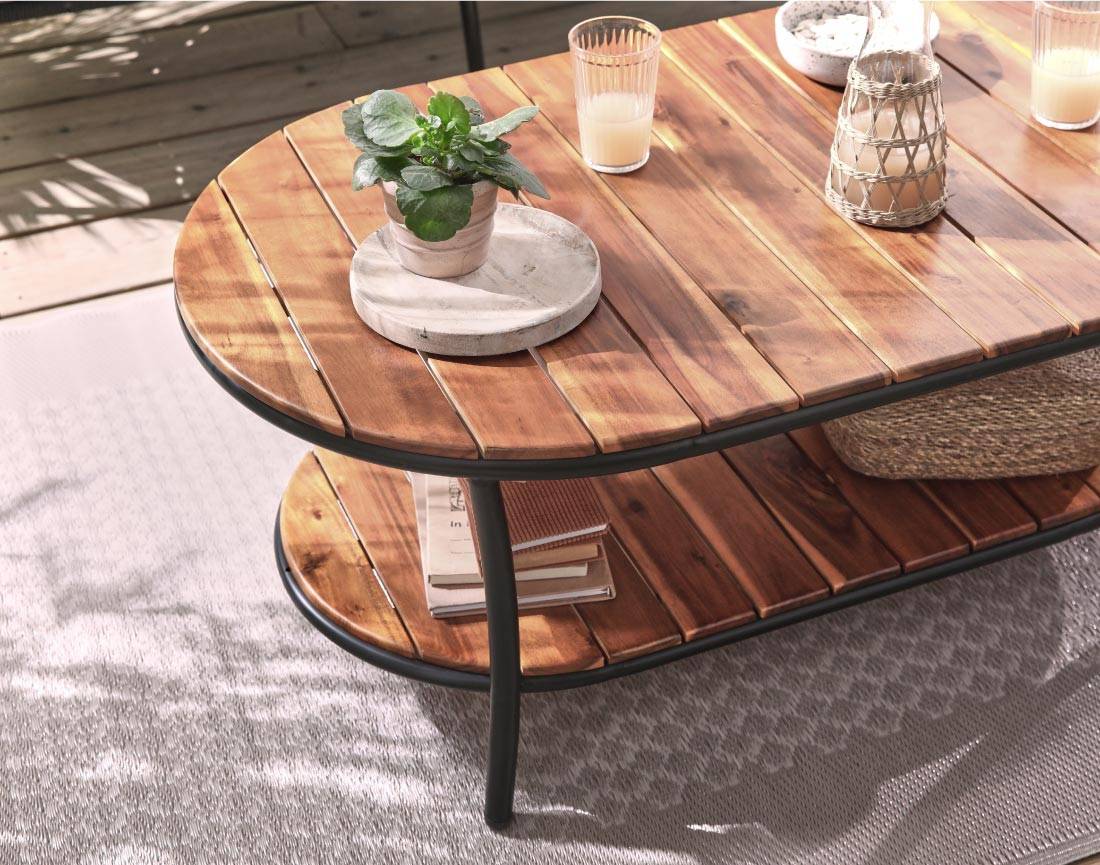Best Mobilier - MOANA - salon bas de jardin 4 pl + table - corde, métal et bois - noir coussins gris - housse de protection - Best Mobilier - Imagen 3