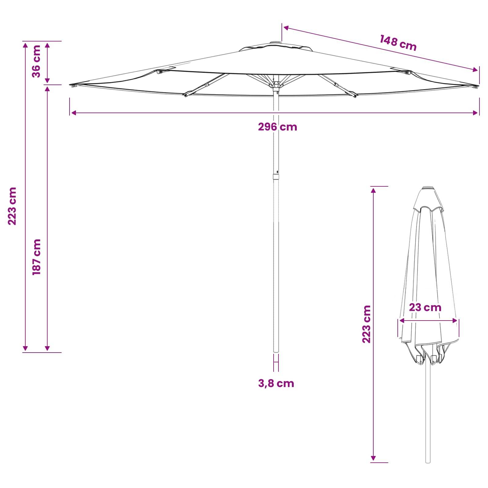PANGIVO - Parasol polyester noir 296 x 296 x 223 cm - PANGIVO - Image 7