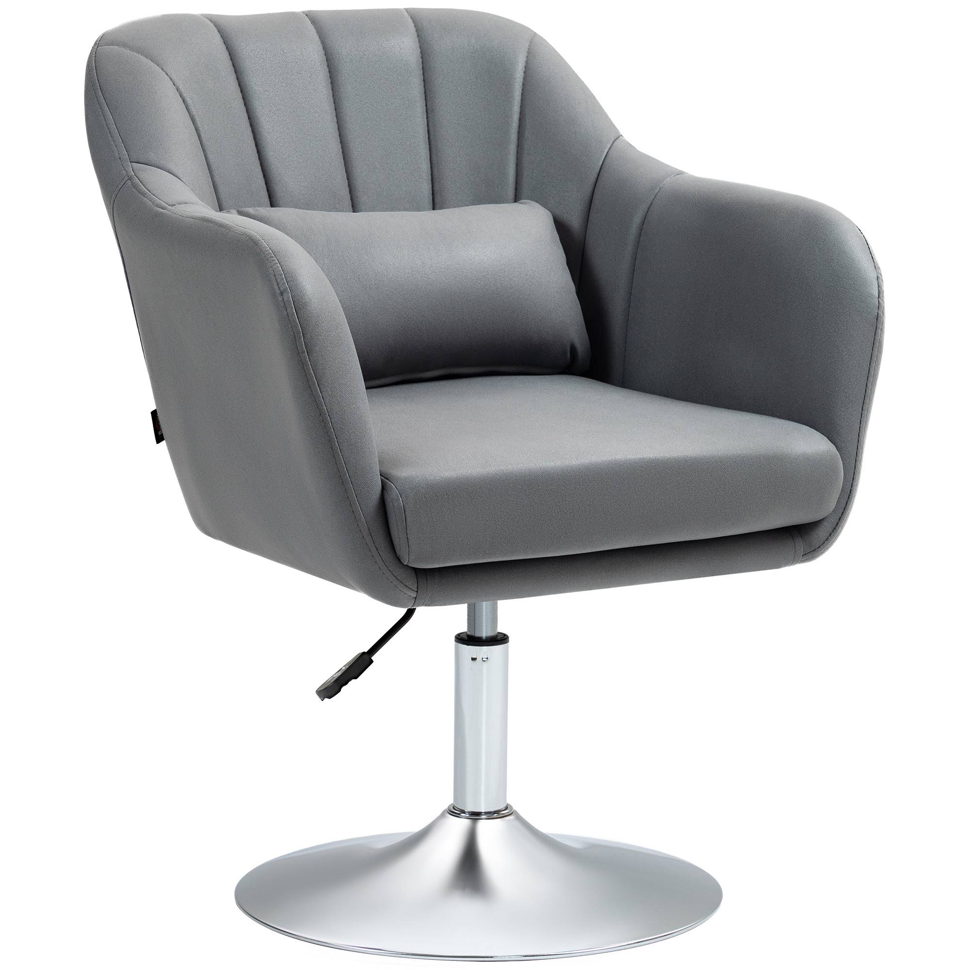Fauteuil pivotant, chaise de bureau réglable en hauteur, polyester, métal, 60 x 60 x 79-91 cm, gris foncé - Image 1