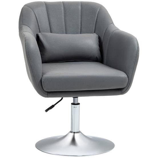 Fauteuil pivotant, chaise de bureau réglable en hauteur, polyester, métal, 60 x 60 x 79-91 cm, gris foncé - Image 2