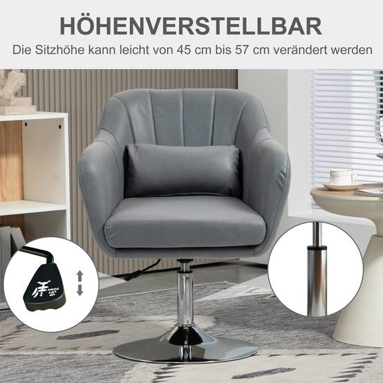 Fauteuil pivotant, chaise de bureau réglable en hauteur, polyester, métal, 60 x 60 x 79-91 cm, gris foncé - Image 6