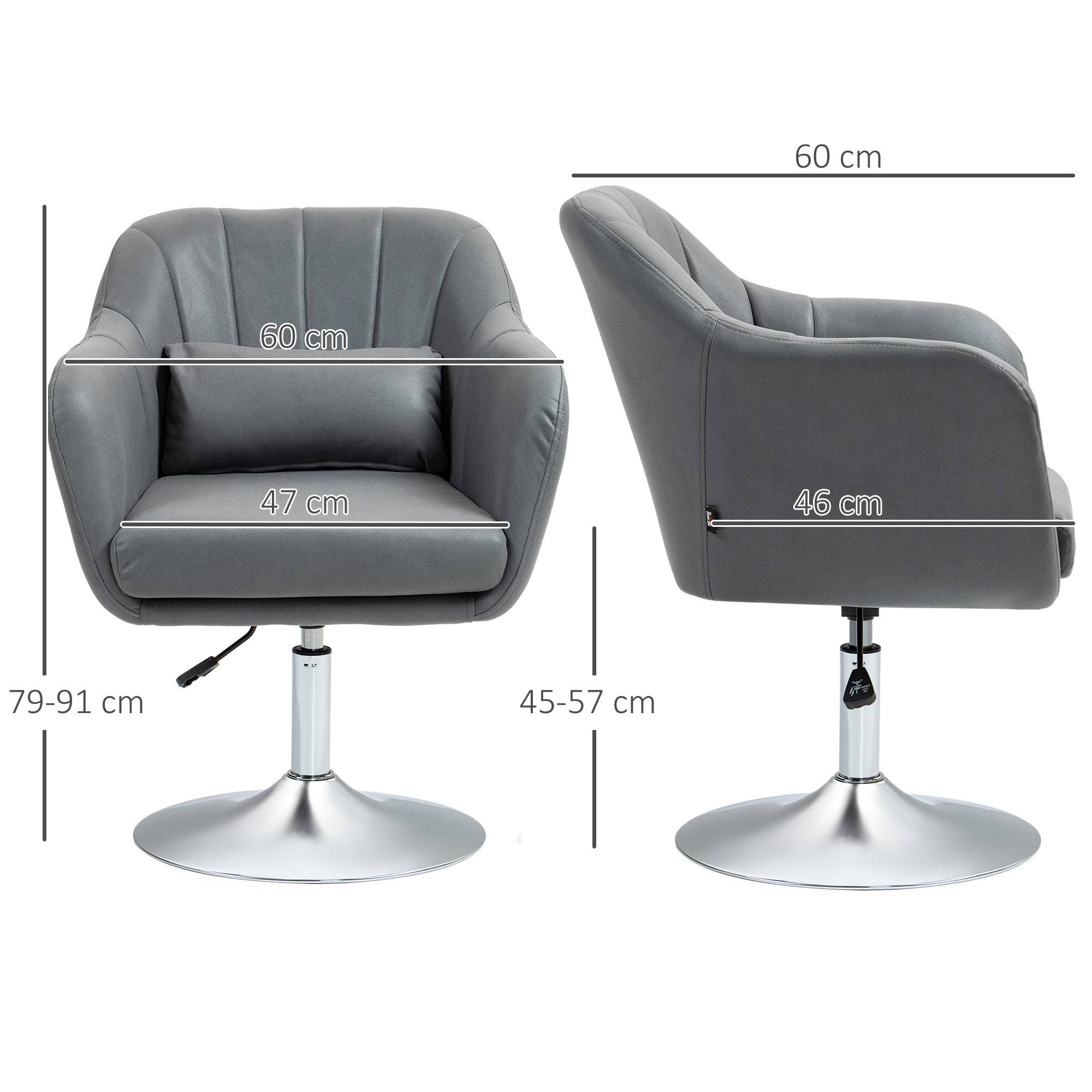 Fauteuil pivotant, chaise de bureau réglable en hauteur, polyester, métal, 60 x 60 x 79-91 cm, gris foncé - Image 5