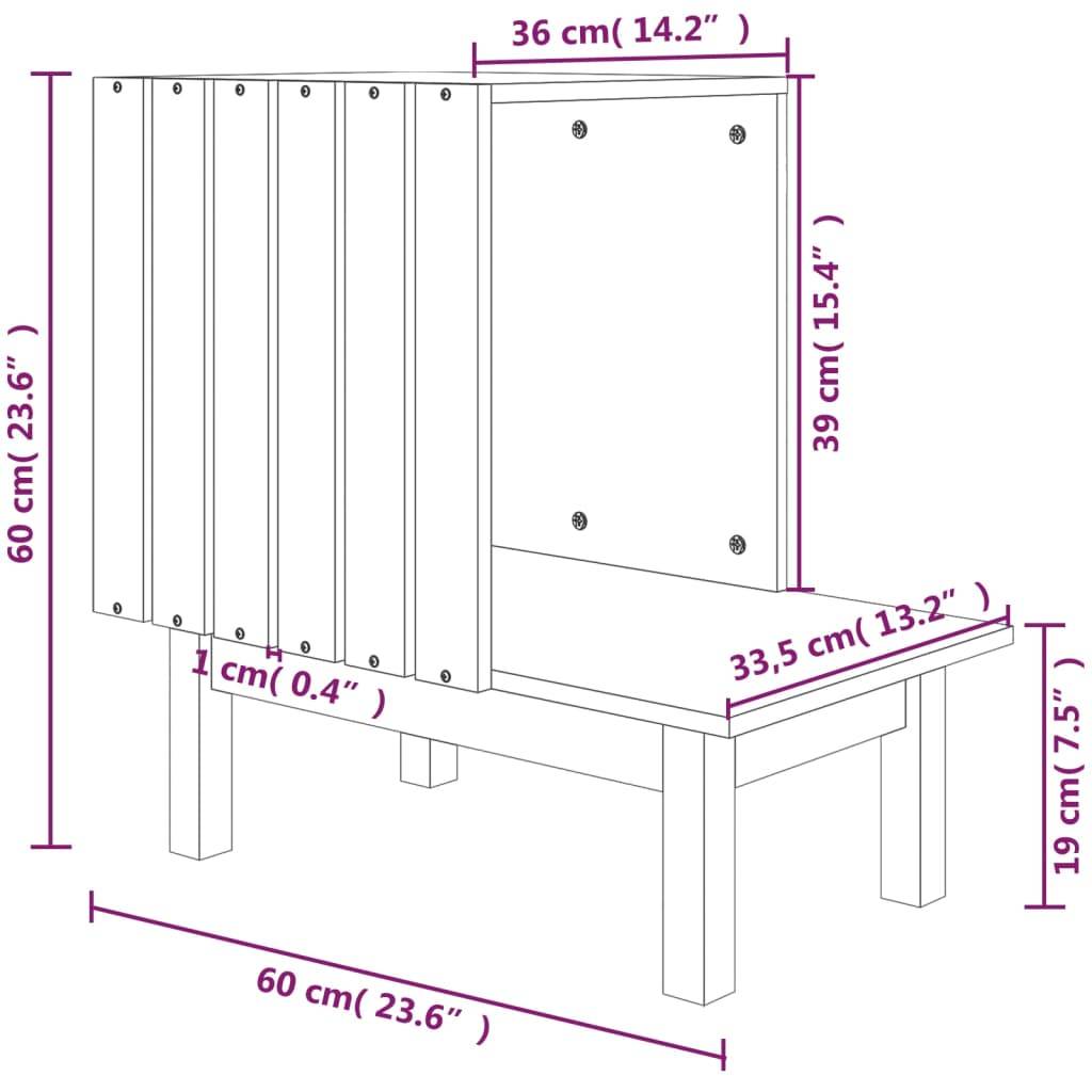 Chatiere bois blanc  60 x 36 x 60 cm  - Prolenta premium p341.5 - Image 8
