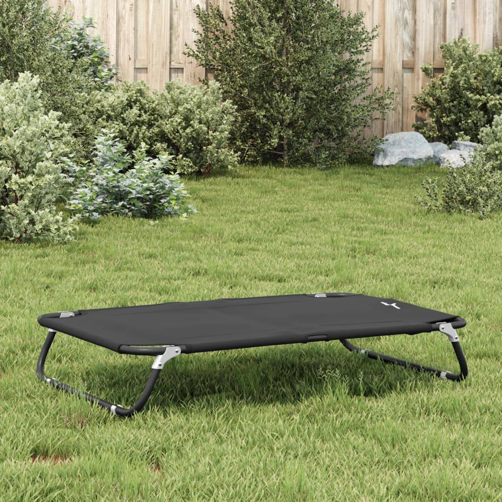 Lit pour chien tissu Oxford et acier anthracite 105 x 65 x 18 cm - PANGIVO - Image 4