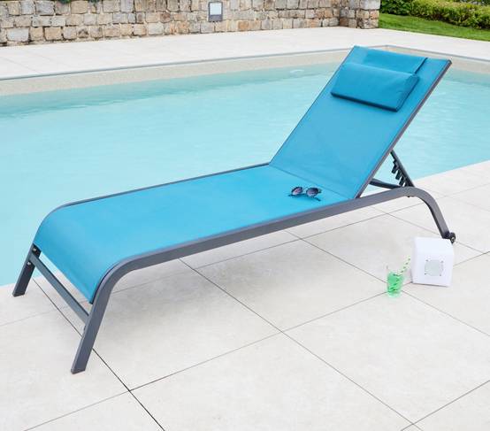 Transat de jardin en acier bleu canard GOZO - Imagen 1