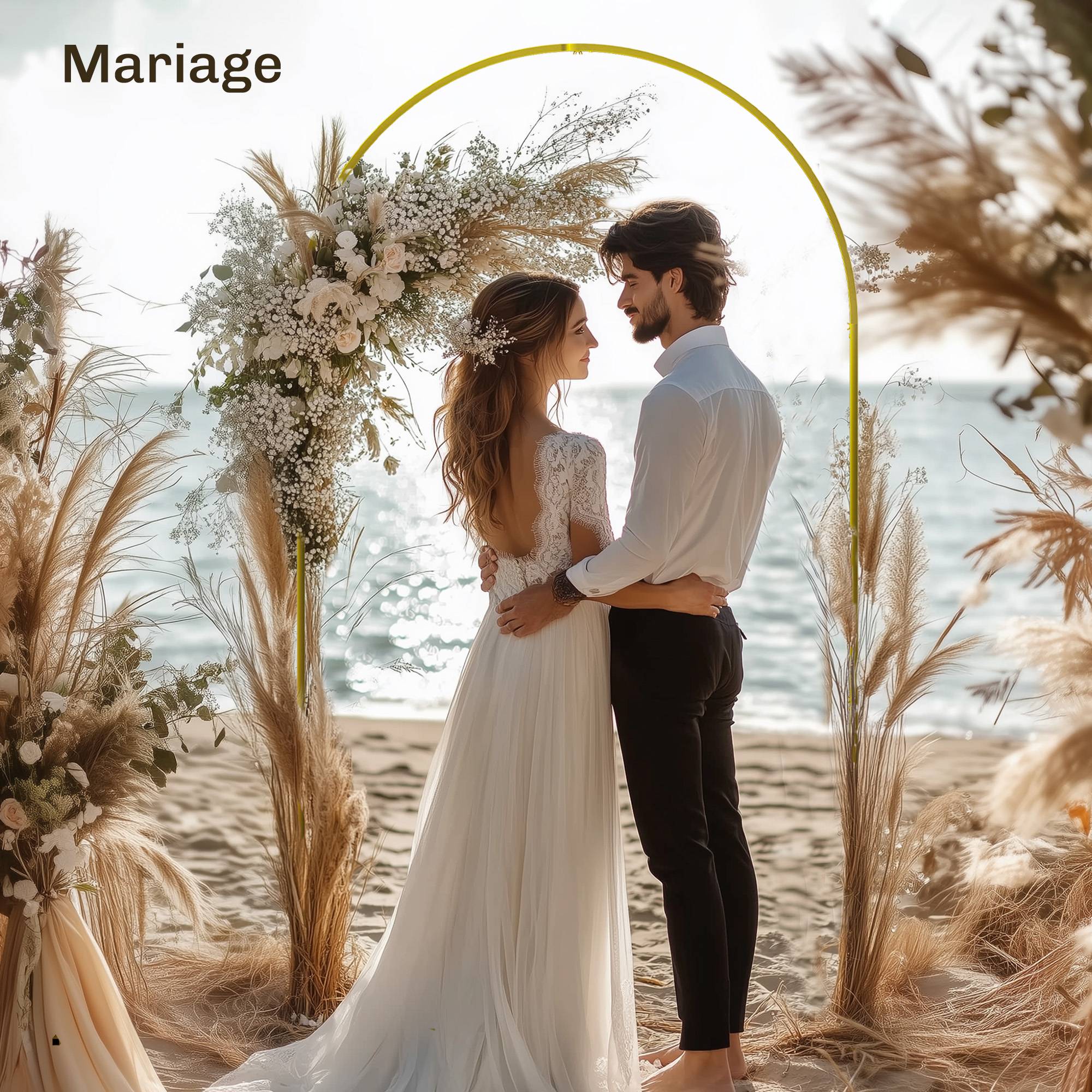 Arche Cérémonie Métal Décoration Mariage Anniversaire Support Ballons Fleurs 120x220cm Or - ComfortXL Outdoor Living - Image 8