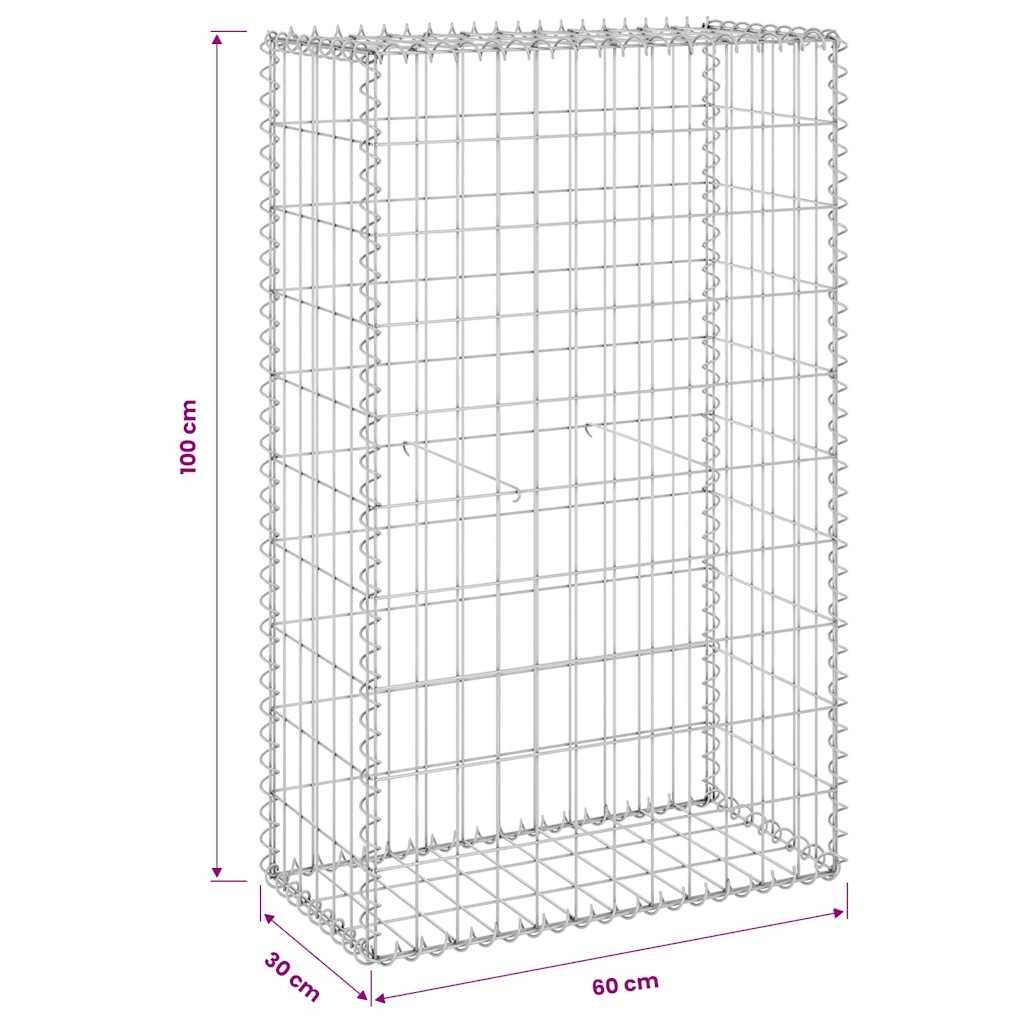 Mur en gabion avec couvercles Acier galvanisé argenté 60 x 30 x 100 cm - PANGIVO - Image 7