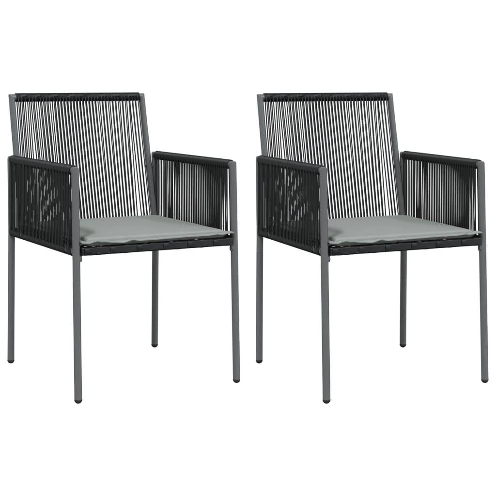 PANGIVO - Chaises de jardin rotin noir 54 x 60.5 x 83.5 cm avec coussins - PANGIVO - Image 2