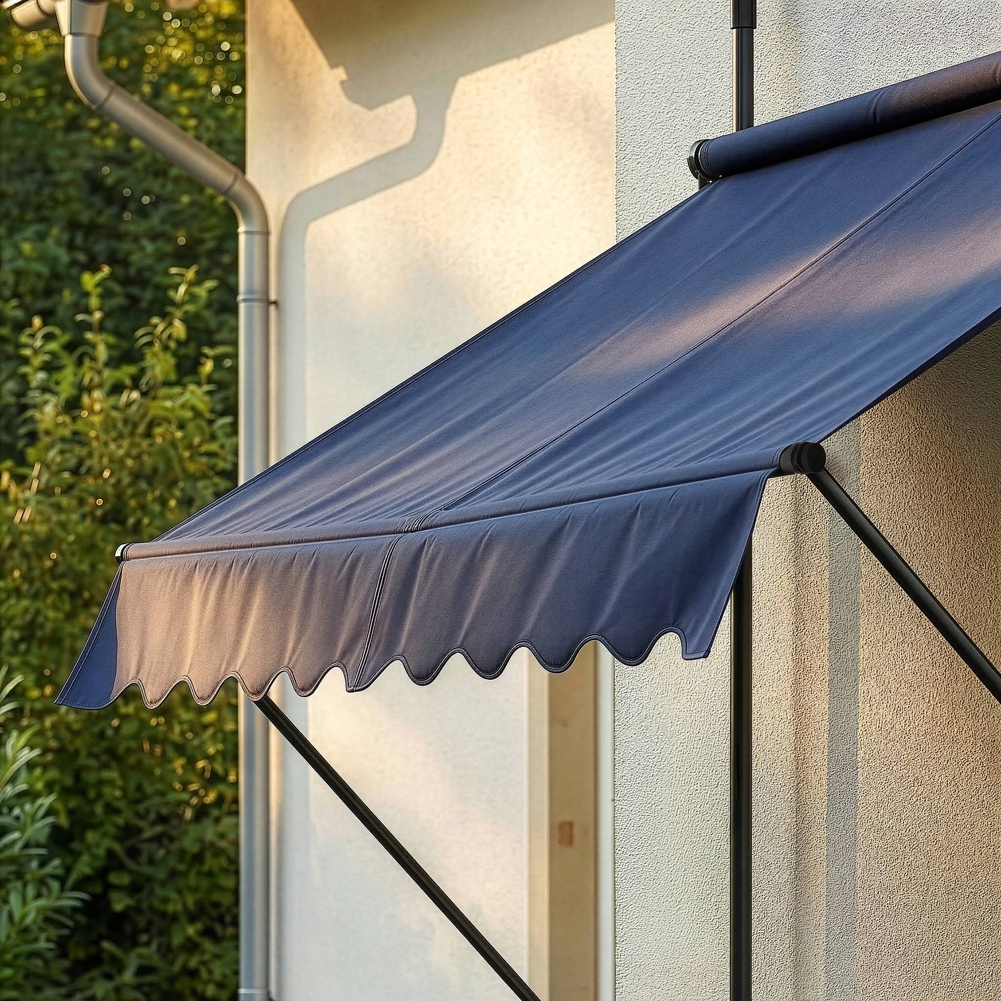 Pro.Tec - Store Banne Téléscopique Acier Polyester 350 x 120 x 220-309 cm Bleu Foncé [pro.tec] - Imagen 5