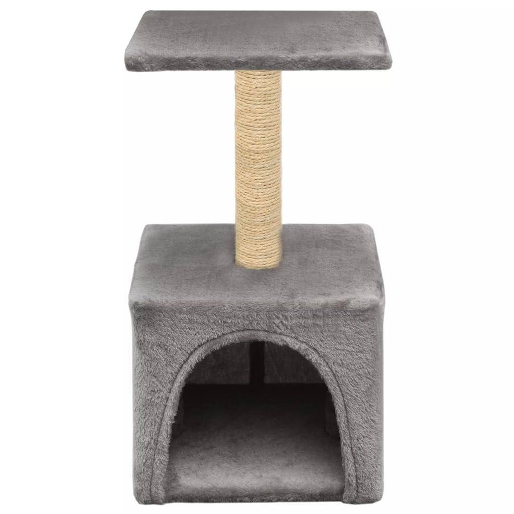 Helloshop26 - Arbre à chat griffoir grattoir niche jouet animaux peluché en sisal 55 cm gris - Image 2