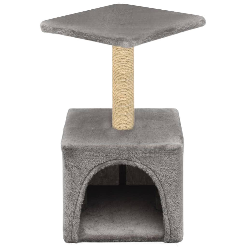 Helloshop26 - Arbre à chat griffoir grattoir niche jouet animaux peluché en sisal 55 cm gris - Imagen 3