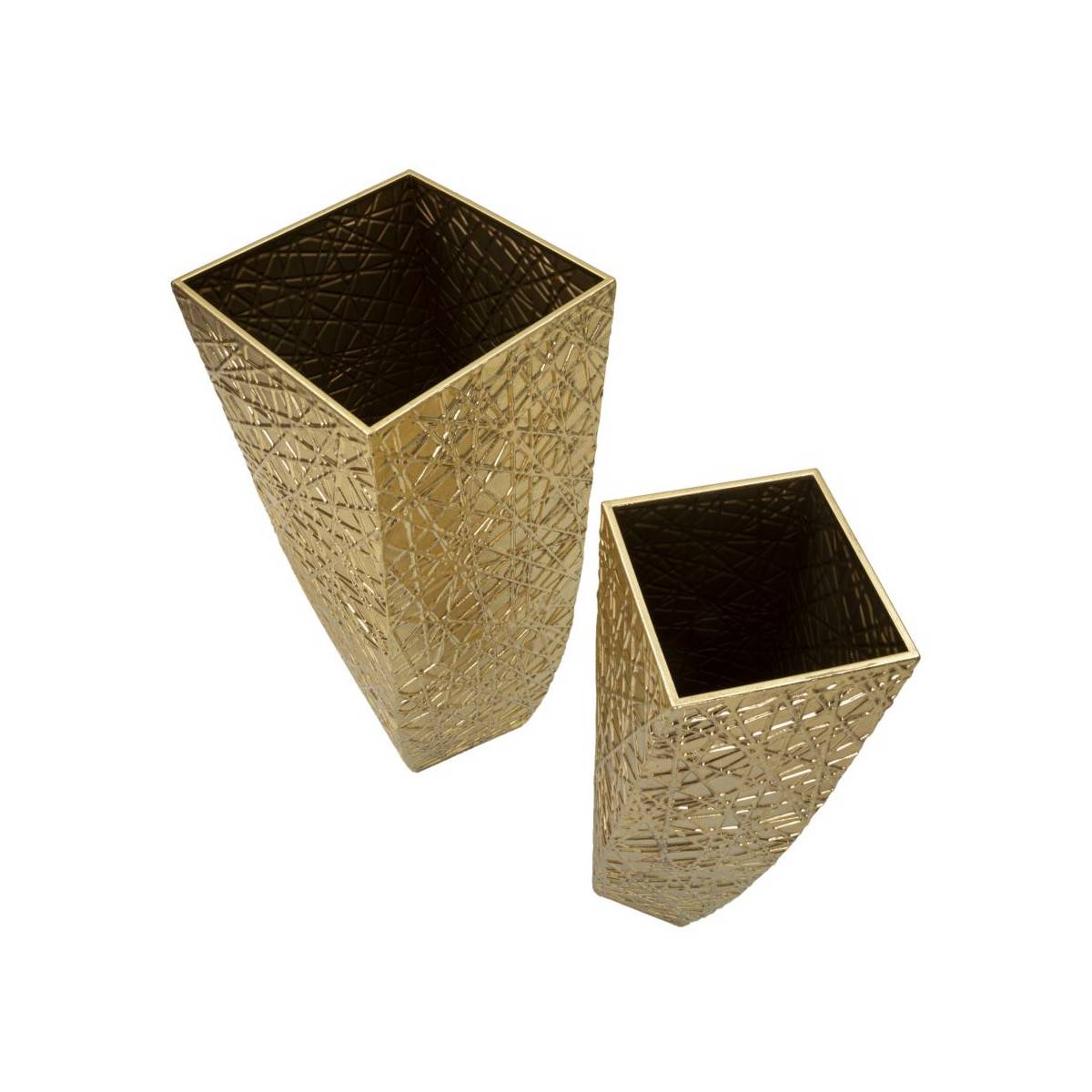 Lot de 2 Vases en Métal "Squer" 90cm Or - Image 4