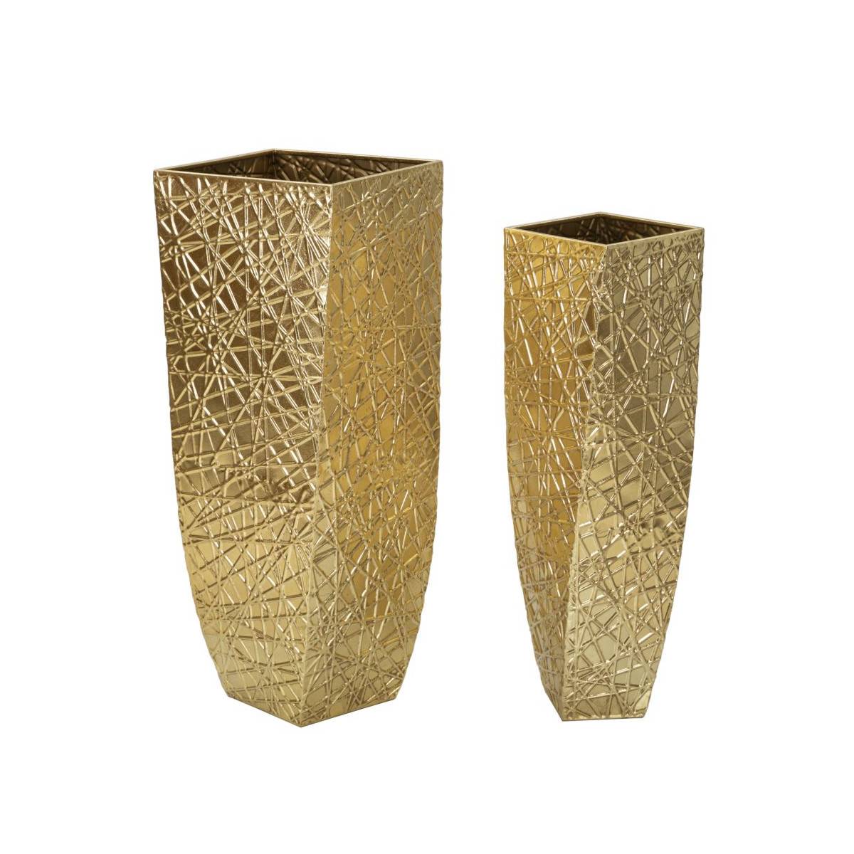 Lot de 2 Vases en Métal "Squer" 90cm Or - Image 1