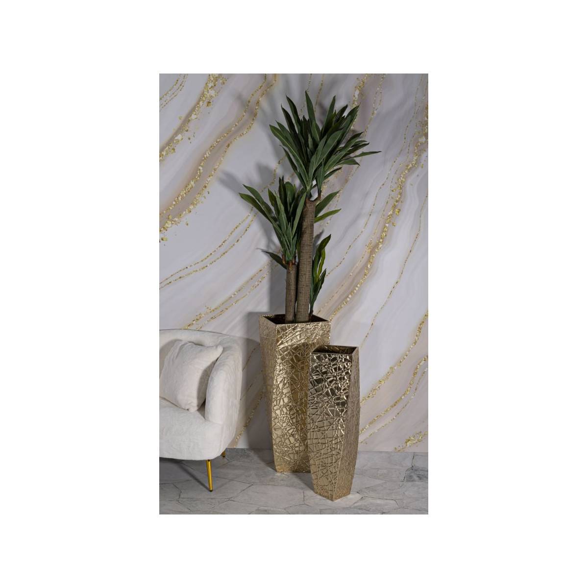 Lot de 2 Vases en Métal "Squer" 90cm Or - Image 7