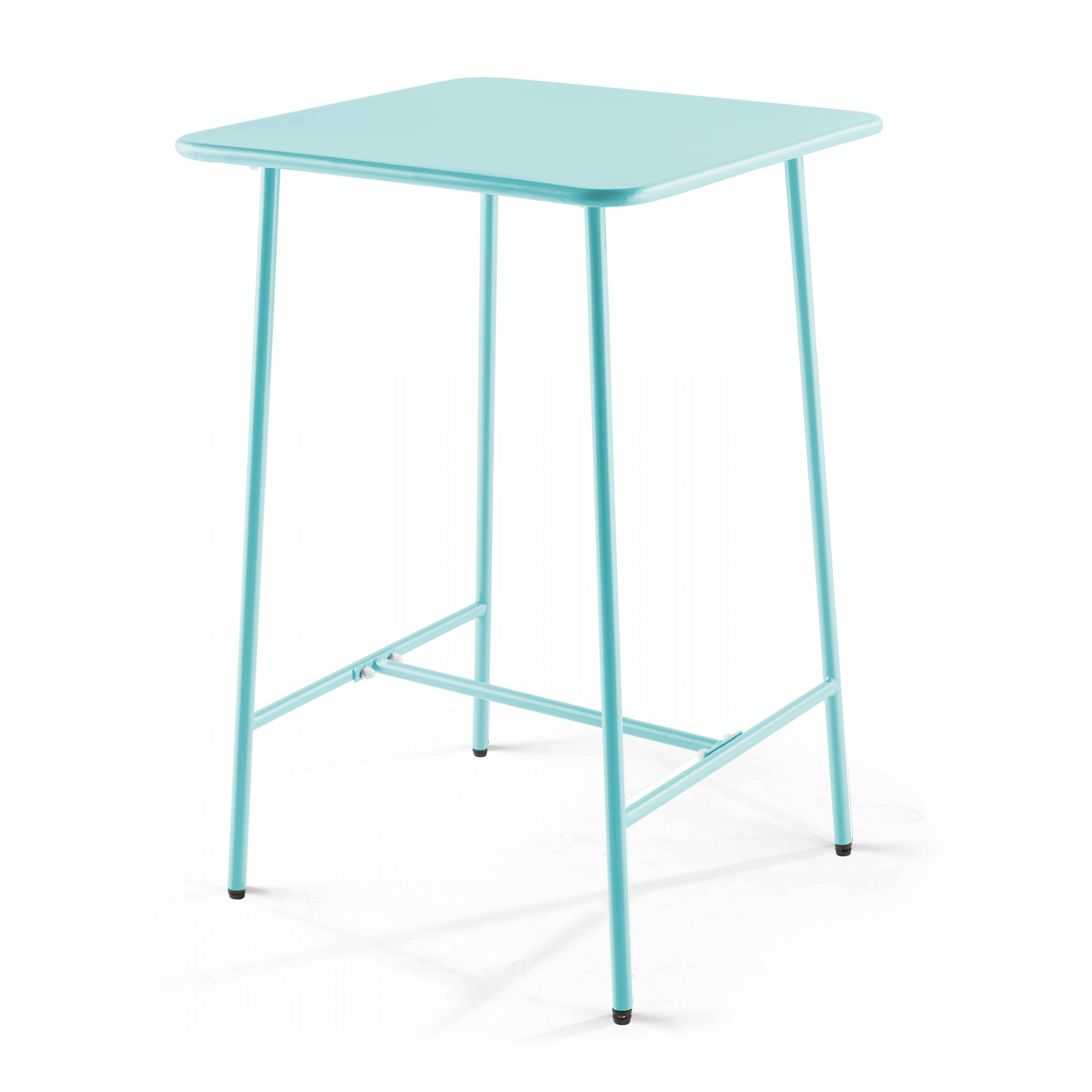 Oviala - Ensemble table de bar et 4 chaises hautes en métal turquoise Palavas - Oviala - Imagen 6