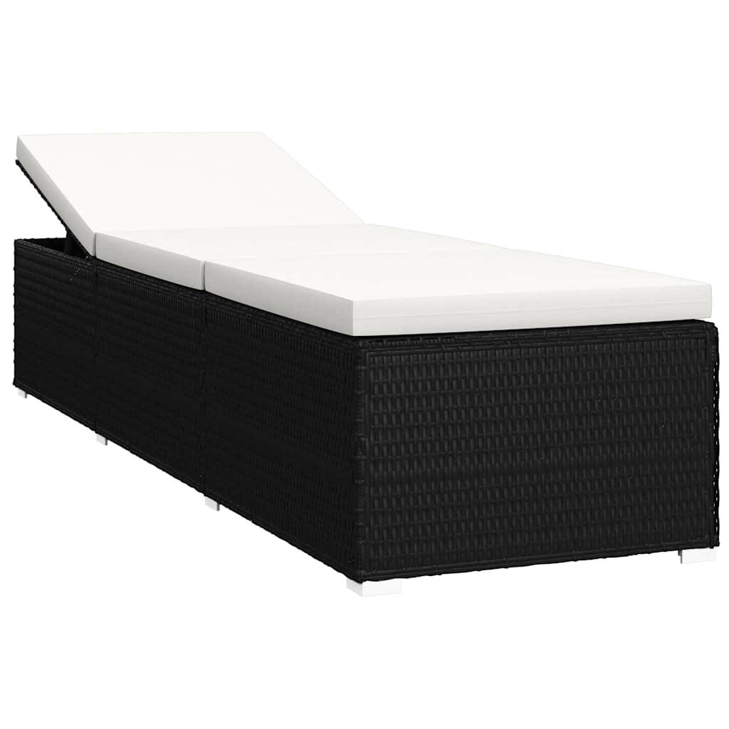 Vidaxl - Chaises longues de jardin table à thé 3 pcs Résine tressée Noir vidaXL 3057662 - Image 9