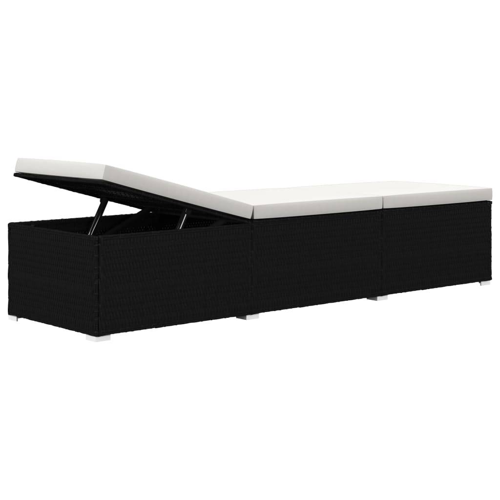 Vidaxl - Chaises longues de jardin table à thé 3 pcs Résine tressée Noir vidaXL 3057662 - Image 8