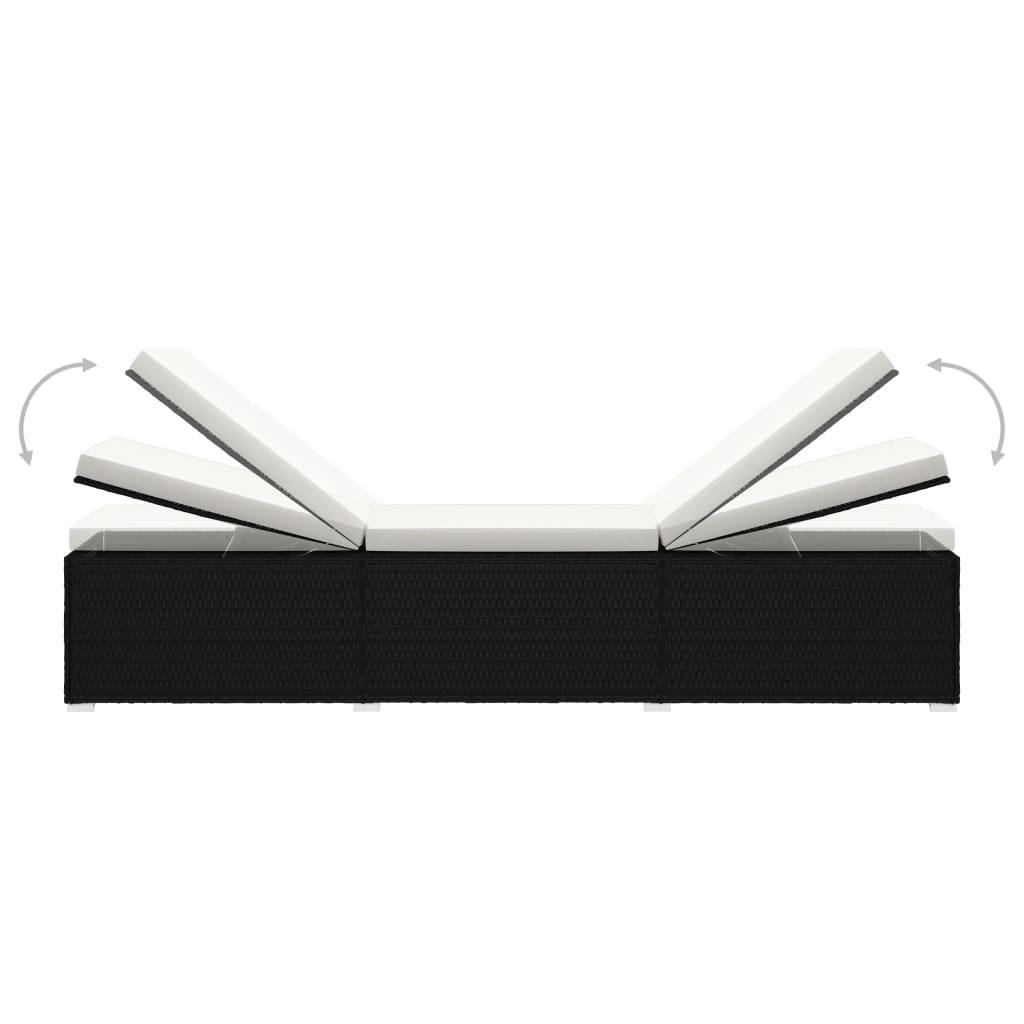 Vidaxl - Chaises longues de jardin table à thé 3 pcs Résine tressée Noir vidaXL 3057662 - Image 7