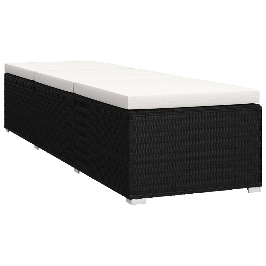 Vidaxl - Chaises longues de jardin table à thé 3 pcs Résine tressée Noir vidaXL 3057662 - Image 6