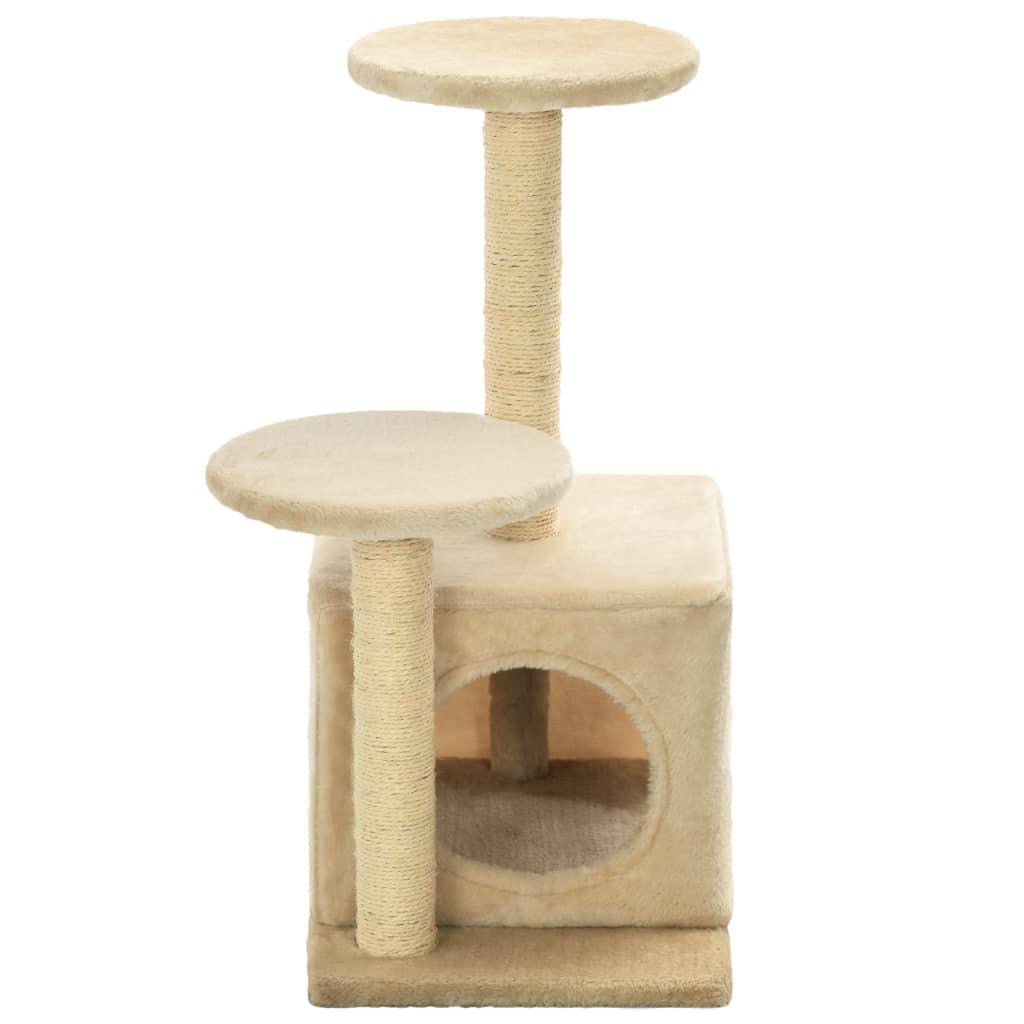 Helloshop26 - Arbre à chat griffoir grattoir niche jouet animaux peluché en sisal 60 cm beige - Imagen 5