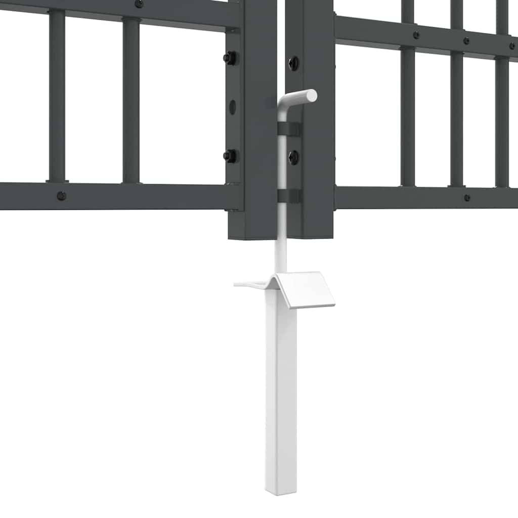 Portail Jardin Double Battant Acier Style Fer Forgé Pointe de Lance 305x151 cm Gris - ComfortXL Outdoor Living - Image 7