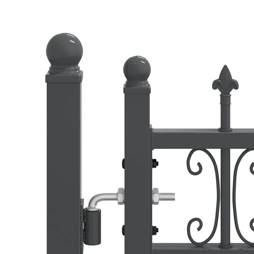 Portail Jardin Double Battant Acier Style Fer Forgé Pointe de Lance 305x151 cm Gris - ComfortXL Outdoor Living - Image 5