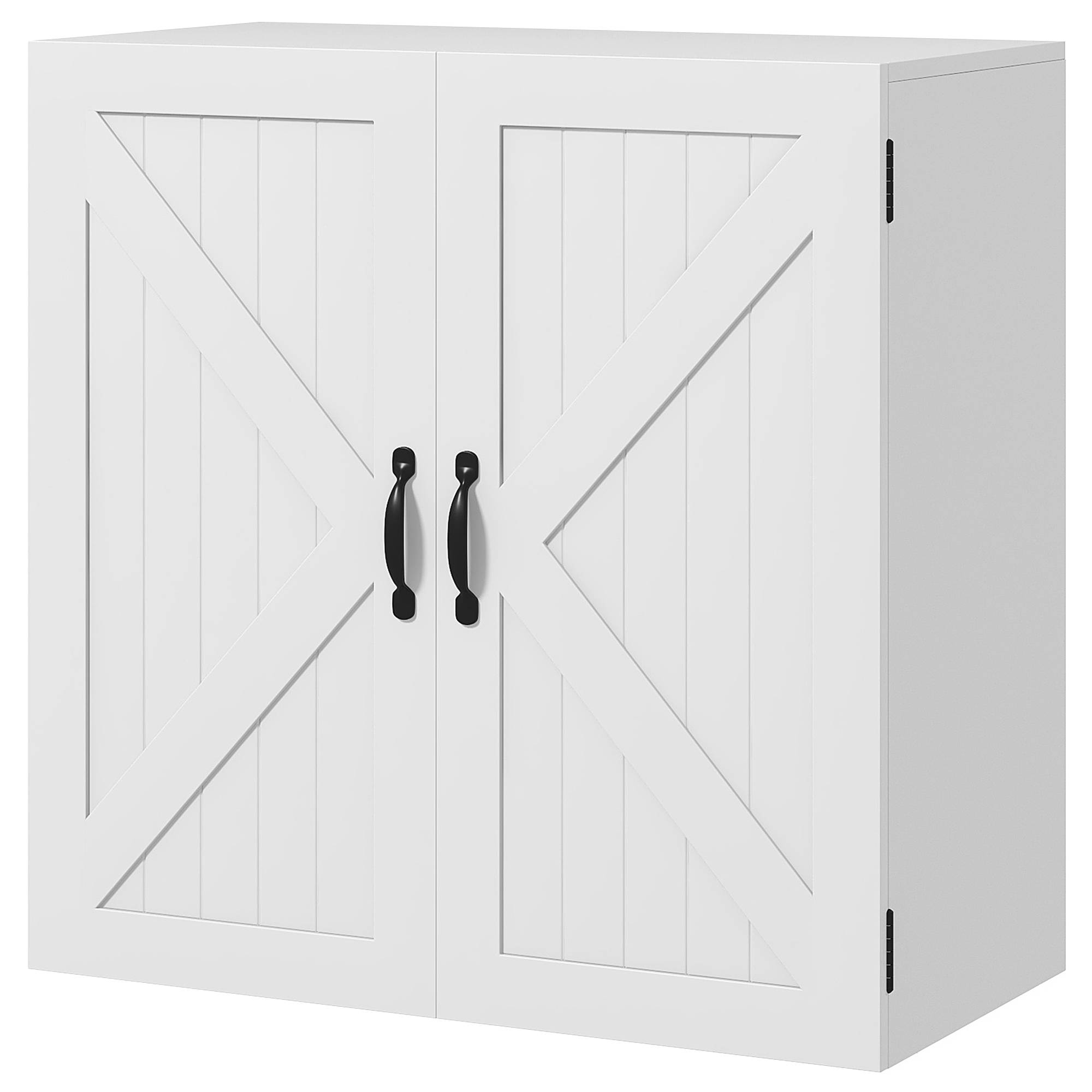 Sans Marque - Armoire murale salle bain bois style champêtre étagère réglable 60x30x60 cm blanche - Image 2
