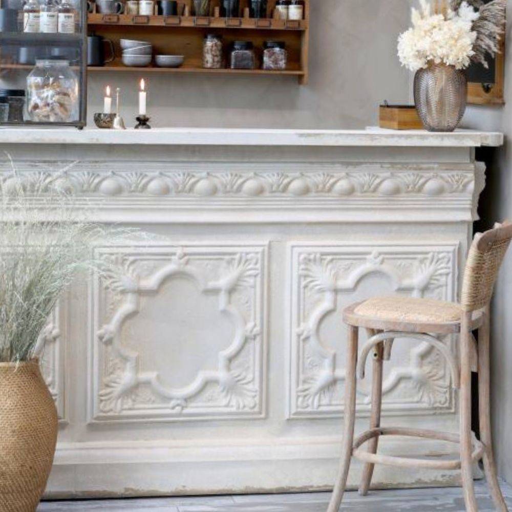 Chemin De Campagne - Comptoir vintage avec étagère en fer blanc crème 217 x 76 x 118 cm Chemin de campagne - Imagen 3