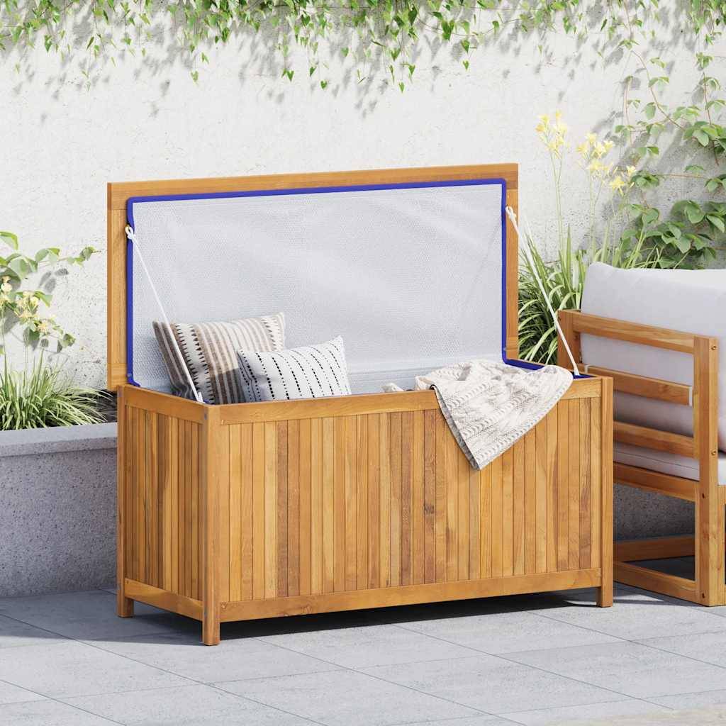 Coffre de Jardin en Bois de Teck Massif Durable avec Sac de Protection 114x50x58 cm – ComfortXL Outdoor Living - Image 1