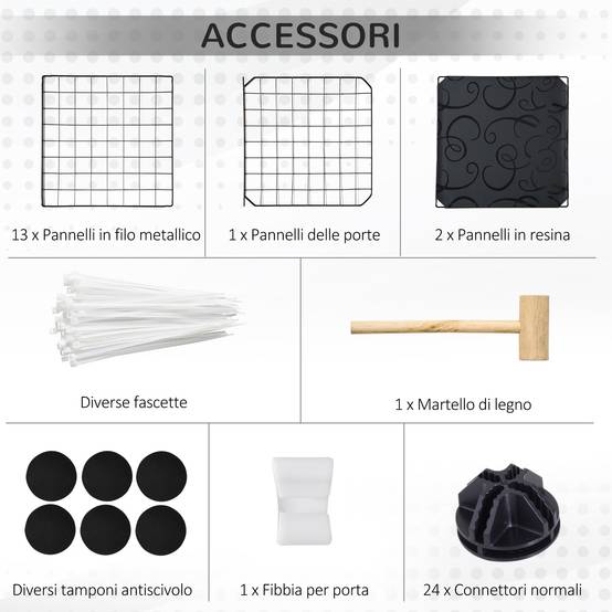 Enclos lapins acier résine pour cochons d'Inde parc modulable 105x70x35cm noir - ComfortXL Outdoor Living - Image 8