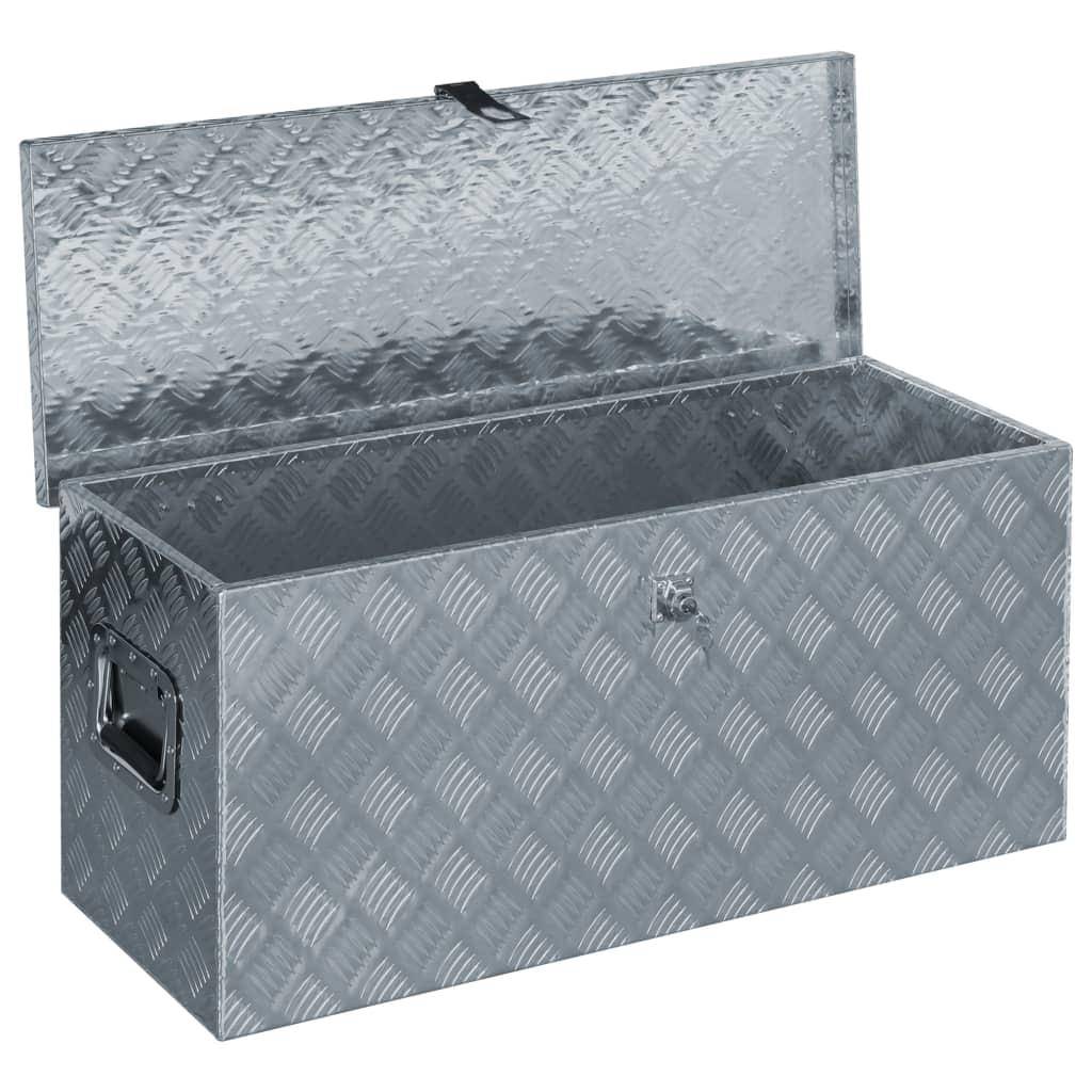 Helloshop26 - Boîte en aluminium outils caisse de rangement coffre à outils 90,5 cm argenté - Imagen 5